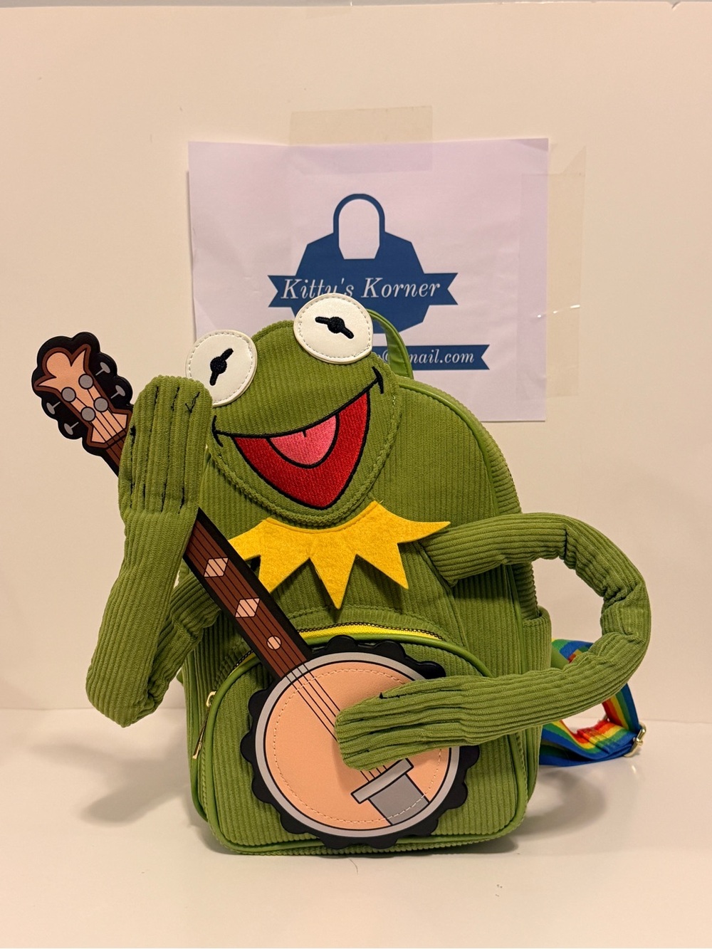 NWT Disney’s Her Universe Muppets-Kermit the Frog in Green Corduroy Backpack